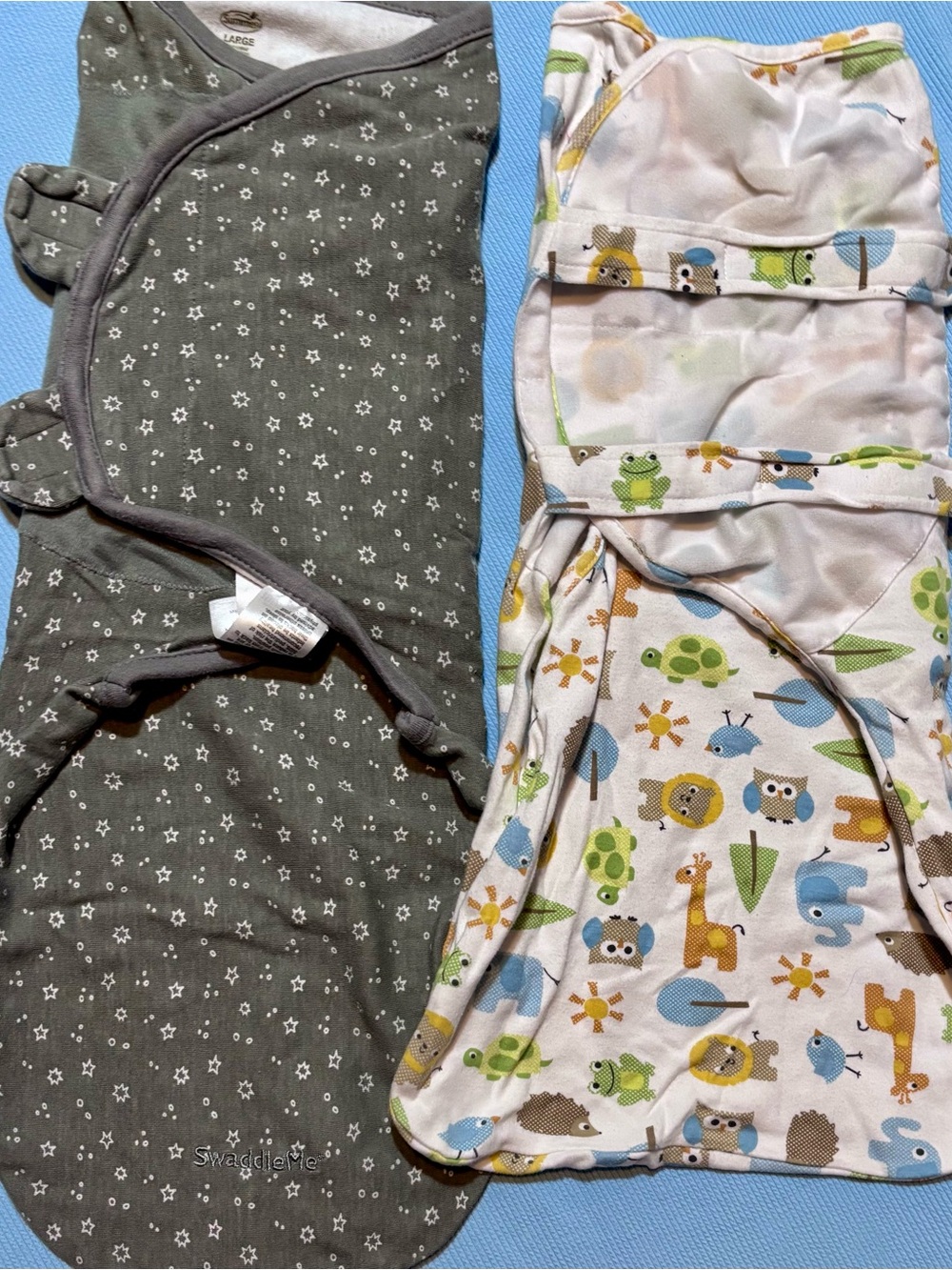 Baby Swaddle Set - Gray Star & Multi Animal Print